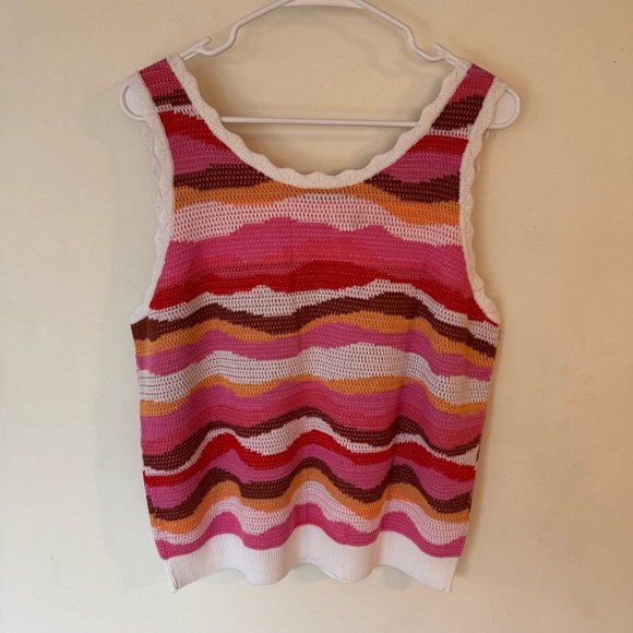 Ann Taylor Loft pink scalloped sweater knit tank top size large NEW! - Picture 9 of 9